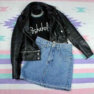 Vintage denim mini skirt!